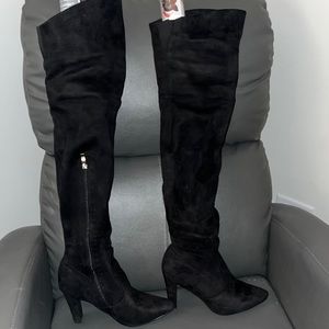 Black Suede Thigh High Over the Knee Boots